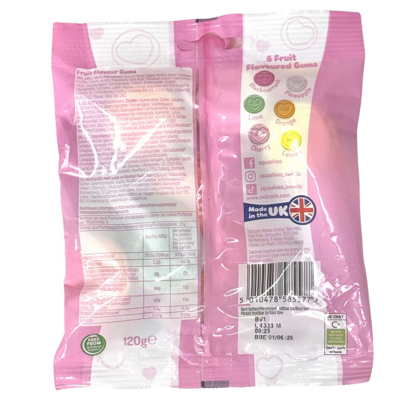 Swizzels Squashies Love Hearts - 120g
