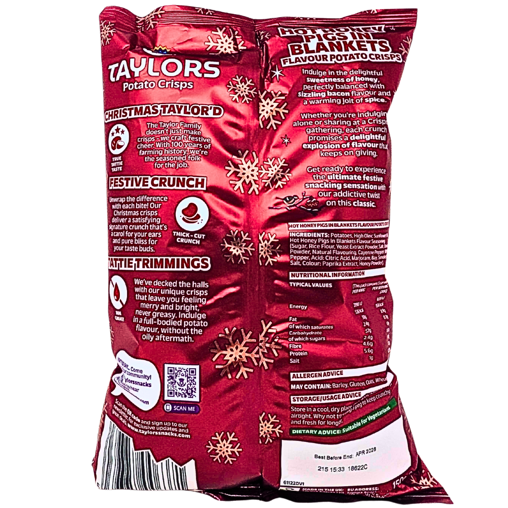 Taylors Hot Honey Pigs in Blankets Crisps (UK) - 150g