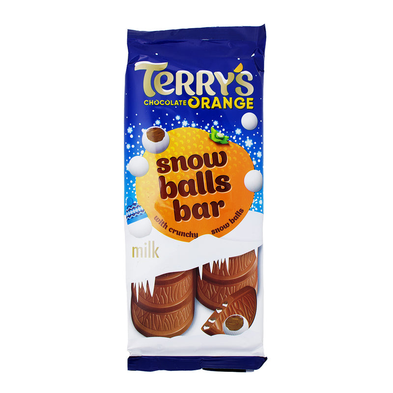 Terry's Chocolate Orange Snowballs Bar - 90g - Christmas Candy - Stocking Stuffer - British Chocolate