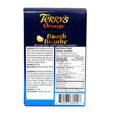 Terry's Orange Hot Chocolate Bomb - 43g  Nutrition Facts Ingredients
