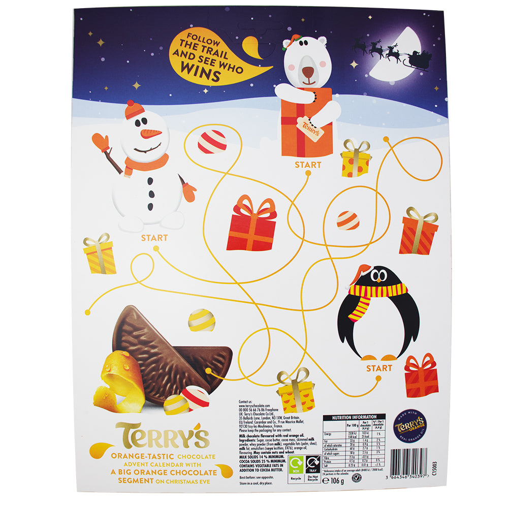 Terry's Chocolate Orange Advent Calendar - 160g Nutrition Facts Ingredients - British Chocolate - Christmas Candy