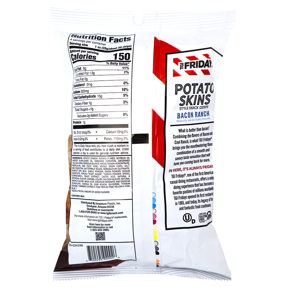 TGI Fridays Bacon Ranch - 4oz  Nutrition Facts Ingredients
