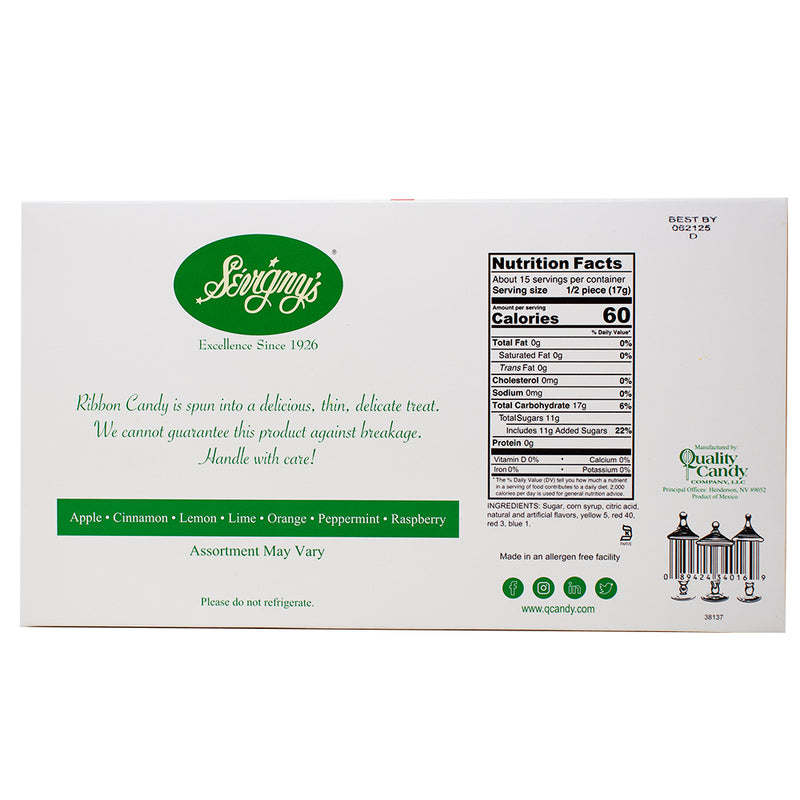 Sevigny's Christmas Thin Ribbon Candy Gift Box - 9oz Nutrition Facts Ingredients - Thin Ribbon Candy - Christmas Candy Gift - Nostalgic Holiday Treat - Festive Candy Box - Classic Christmas Confection - Colourful Ribbon Candy - Sweet Christmas Memories - Holiday Table Decoration