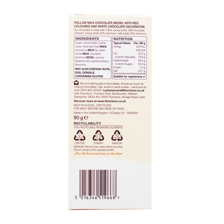 Thorntons Milk Chocolate Cheeky Reindeer - 90g  Nutrition Facts Ingredients