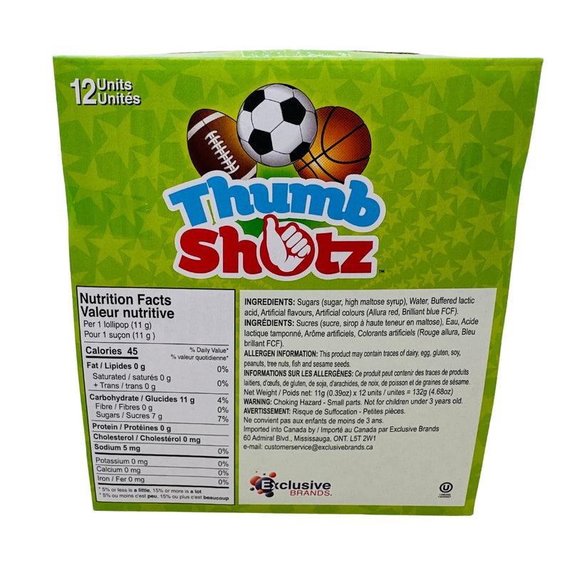 Thumb Shotz - 11g - Thumb Shotz Candy - Sports Candy - Basketball Candy - Football Candy - Soccer Candy