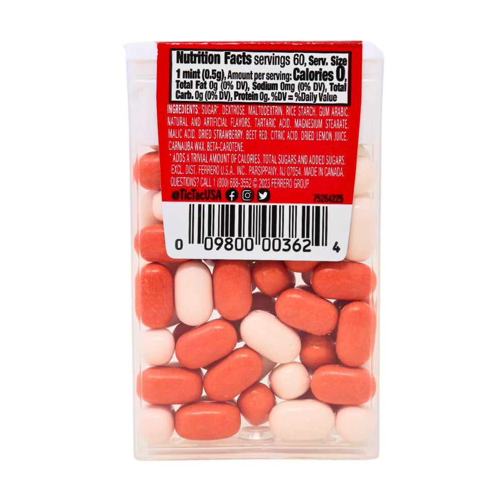 Tic Tac Strawberry & Cream - 1oz Nutrient Facts - Ingredients