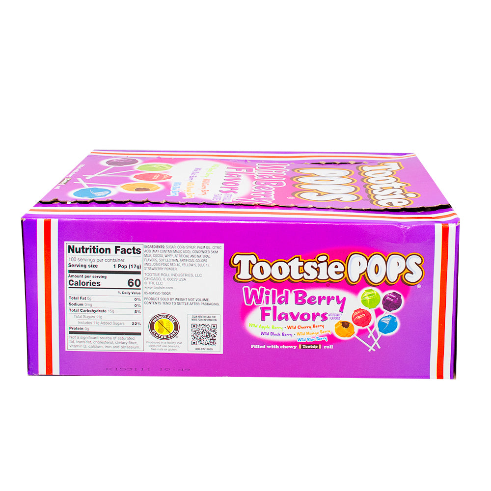 Tootsie Pops Wild Berry Flavors - 100 Lollipops   Nutrition Facts Ingredients