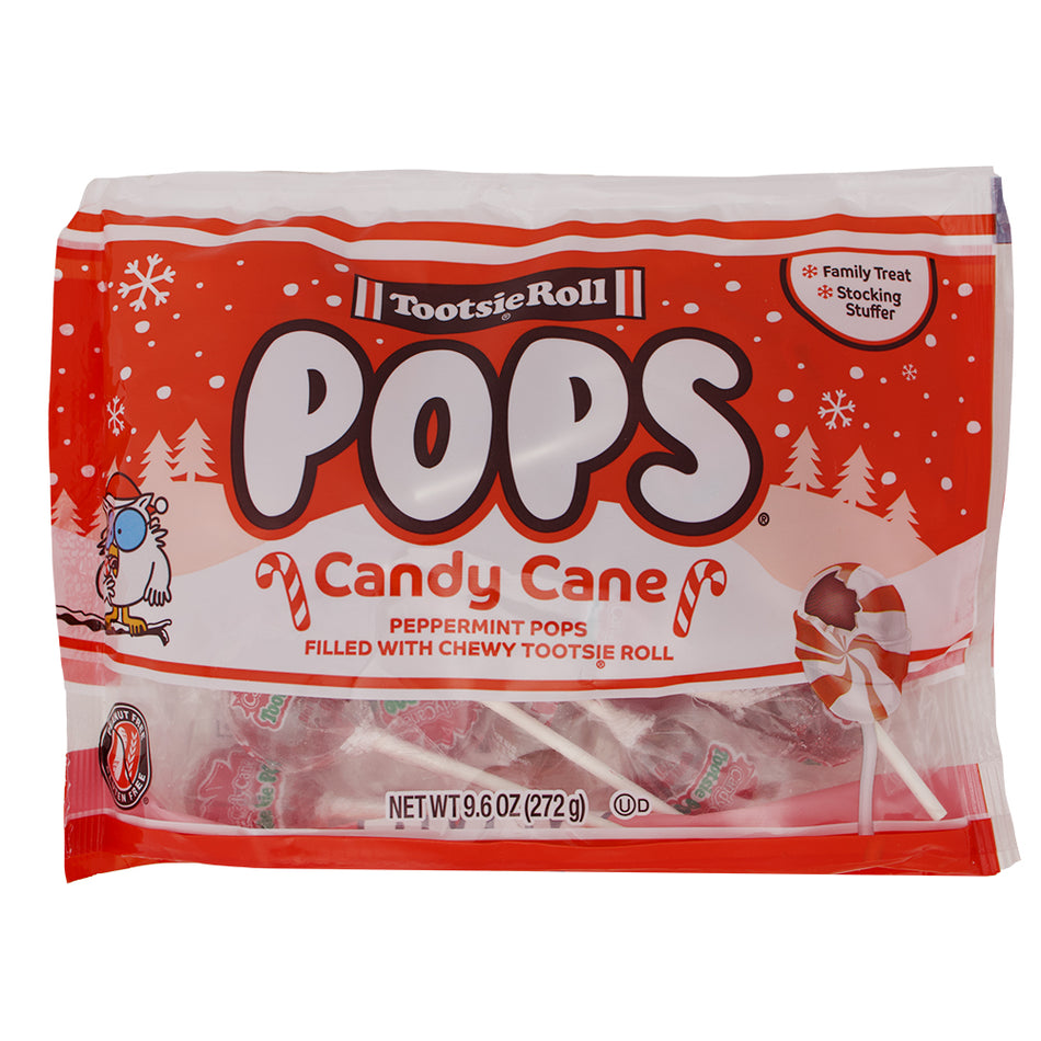 Tootsie Pops Candy Cane Peppermint - 9.6oz - Tootsie Rolls - Tootsie Pops Candy Cane Peppermint - Peppermint Candy Canes - Tootsie Pops Candy Cane - Christmas Candy - Christmas Treats