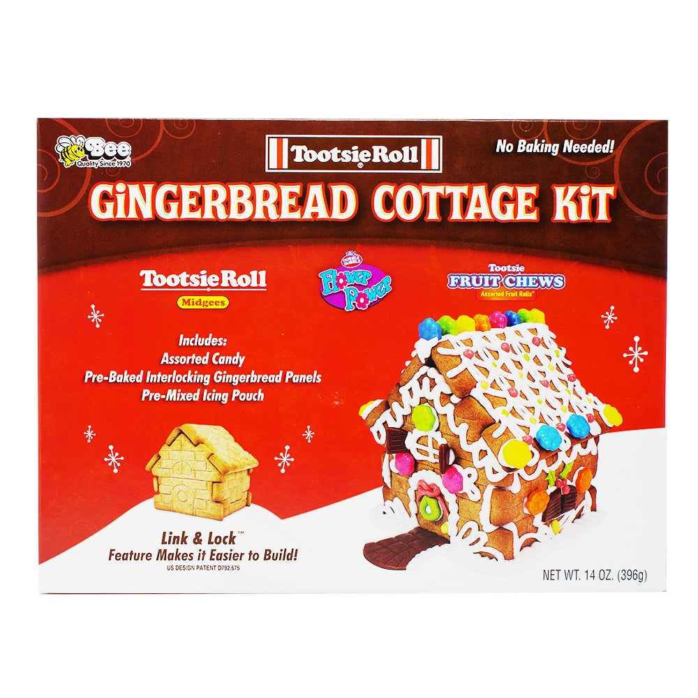 Bee Tootsie Roll Gingerbread House Kit - 14oz - Bee Tootsie Roll Gingerbread House Kit - Tootsie Roll Candy Decorations - Christmas Gingerbread Decorating - Holiday Baking Fun - Tootsie Roll Sweetness - Festive Gingerbread Creations - Gingerbread House Building - Christmas Candy Kit - Christmas Candy - Christmas Treats