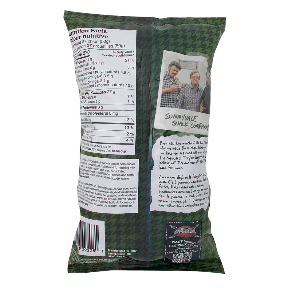 Trailer Park Boys Dill Pickle - 3.5oz Nutrition Facts Ingredients - Trailer Park Boys - Trailer Park Boys Chips - Savoury Snack - Chip - Potato Chips - Canadian Classic - Canadian Snack - Canadian Candy