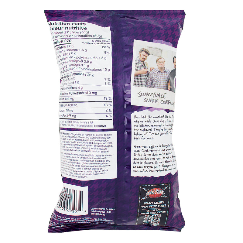 Trailer Park Boys Dressed All Over - 3.5oz  Nutrition Facts Ingredients - Trailer Park Boys - Trailer Park Boys Chips - Savoury Snack - Chip - Potato Chips - Canadian Classic - Canadian Snack - Canadian Candy 