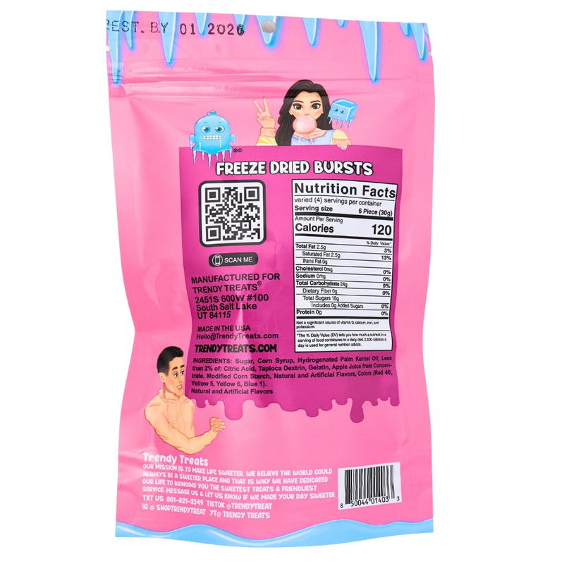 Trendy Treats Freeze Dried Starburst - 4oz Nutrition facts - Ingredients - Trendy Treats - Freeze Dried Candy - Freeze Dried Starbursts - Trendy Treats Freeze Dried Starbursts