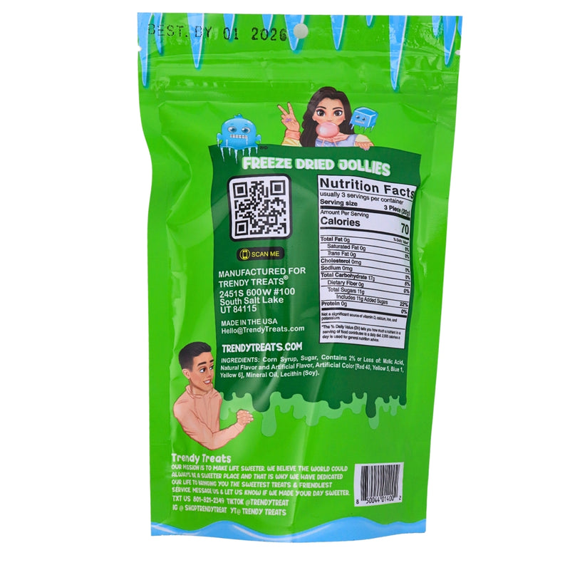 Trendy Treats Freeze Dried Jolly Ranchers - 2oz Nutrient Facts - Ingredients - Freeze Dried Candy - Trendy Treats - Trendy Treats Freeze Dried Treats - Freeze Dried Jolly Rancher - Jolly Rancher - Jolly Rancher Candy