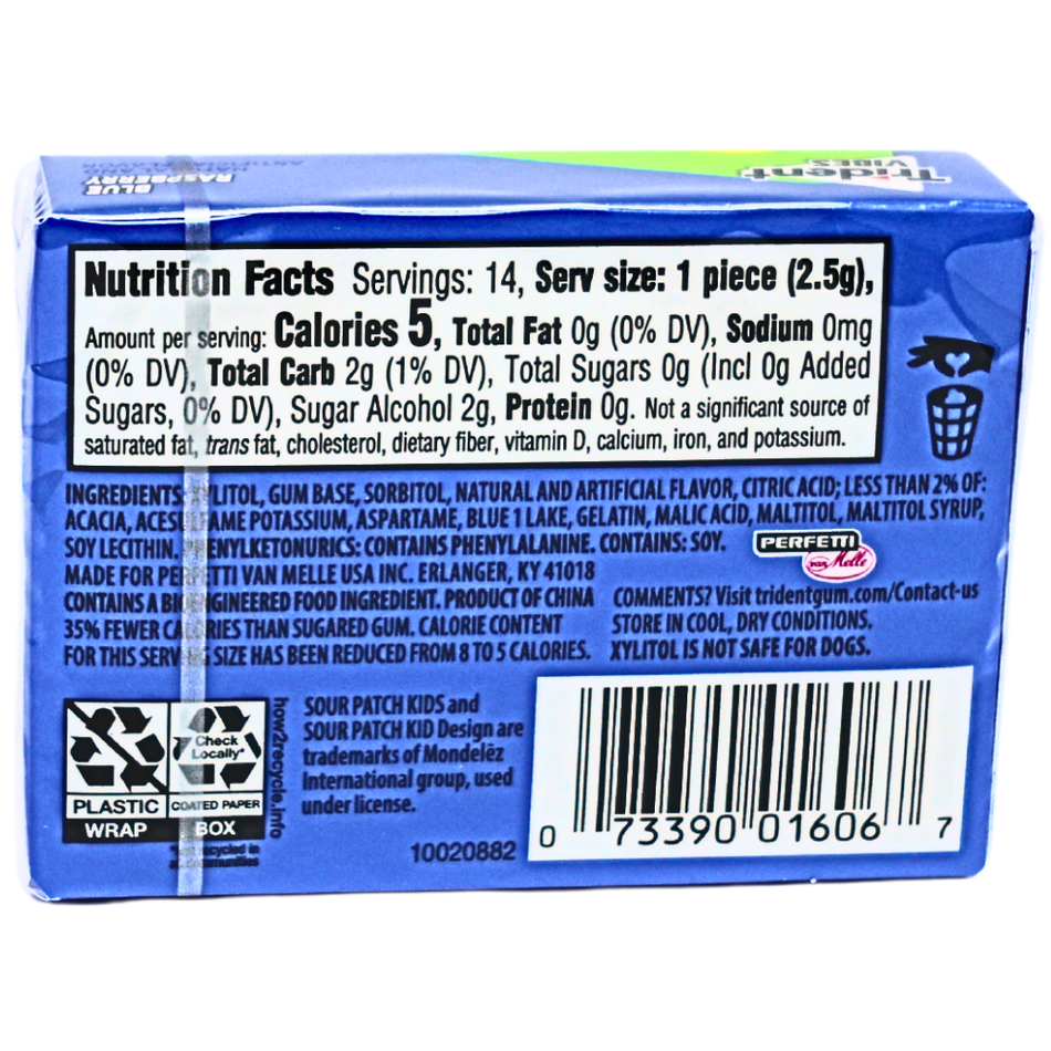 Trident Vibes Sour Patch Kids Blue Raspberry - 14pcs