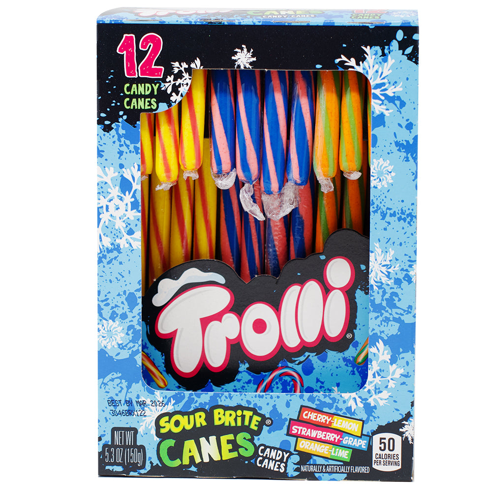 Trolli Sour Brite Candy Canes - 12ct - 5.28oz - Trolli Sour Brite Candy Canes - Trolli Candy - Trolli Candy Canes - Christmas Candy - Classic Christmas Candy 