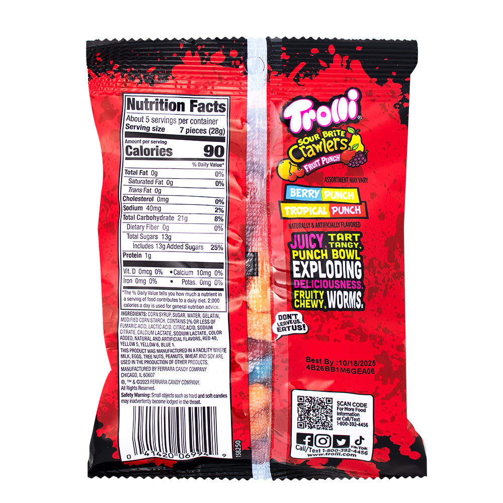 Trolli Sour Brite Crawlers Fruit Punch - 5oz  Nutrition Facts Ingredients gummy candy