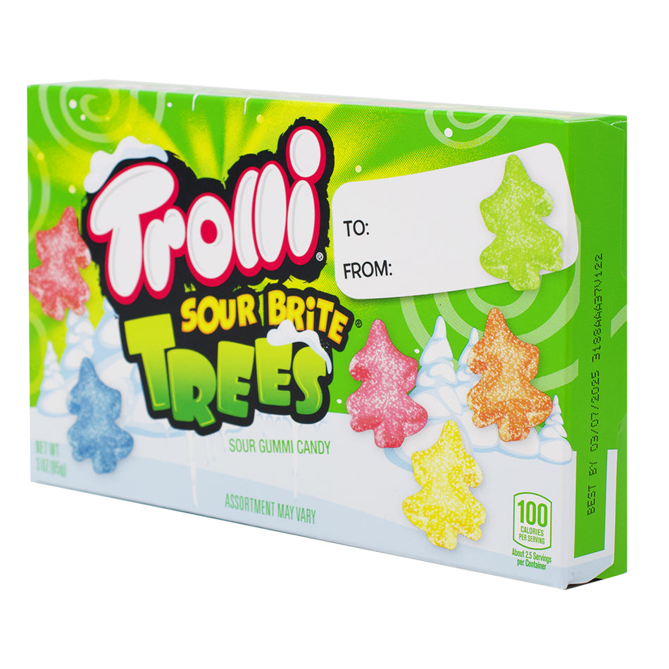 Trolli Sour Brite Trees Theatre Box - 3oz - Trolli Sour Brite Trees - Christmas Gummy Candy - Sour-Sweet Holiday Treats - Festive Gummy Flavours - Holiday Candy Decor - Tree-Shaped Gummies - Tangy Christmas Delights - Gummy Candy Stocking Stuffer - Christmas Candy - Christmas Treats