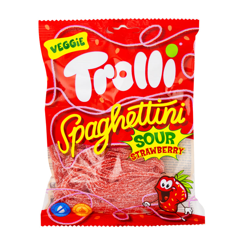 Trolli Vegan Spaghettini Sour Strawberry (Germany) - 100g - Trolli - Trolli Candy - Trolli Gummies - Vegan Candy - Sour Candy - Strawberry Candy - Trolli Sour Candy