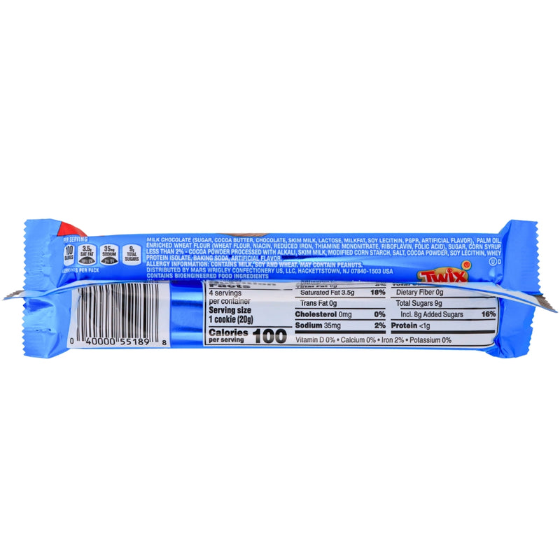 Twix Cookies & Creme 4 to Go Bars Nutrient Facts Ingredients