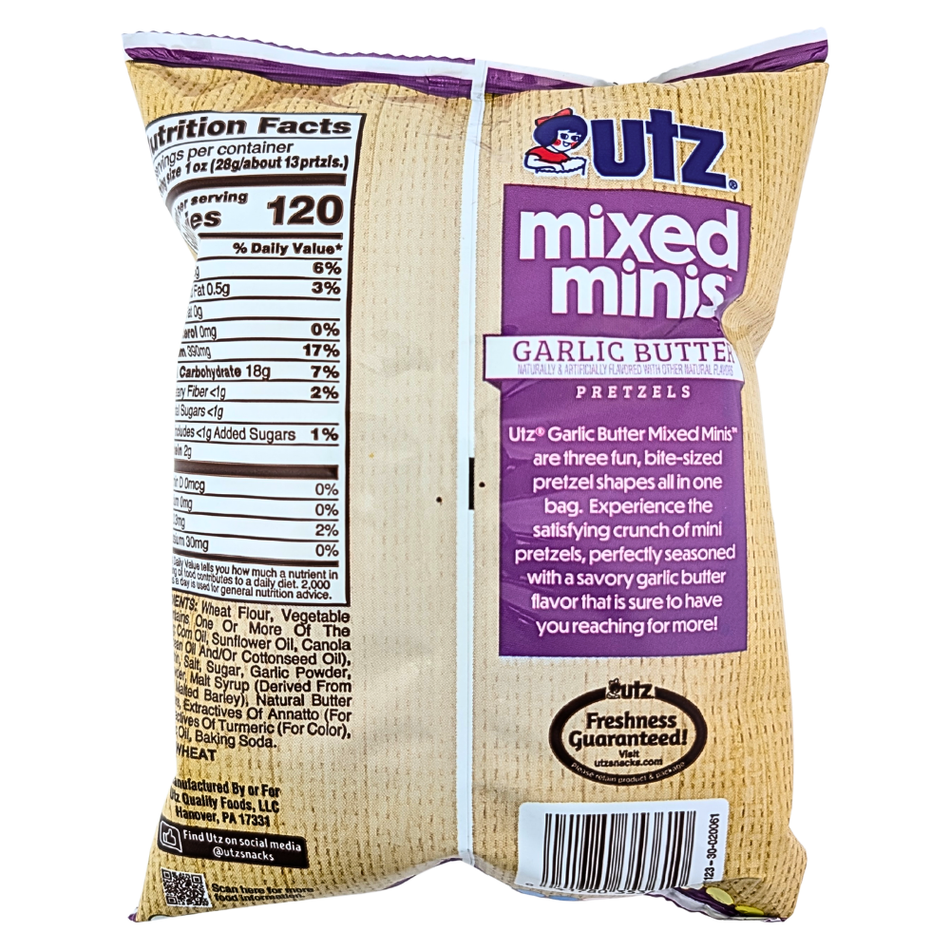 UTZ Mixed Minis Garlic Butter Pretzels - 4oz