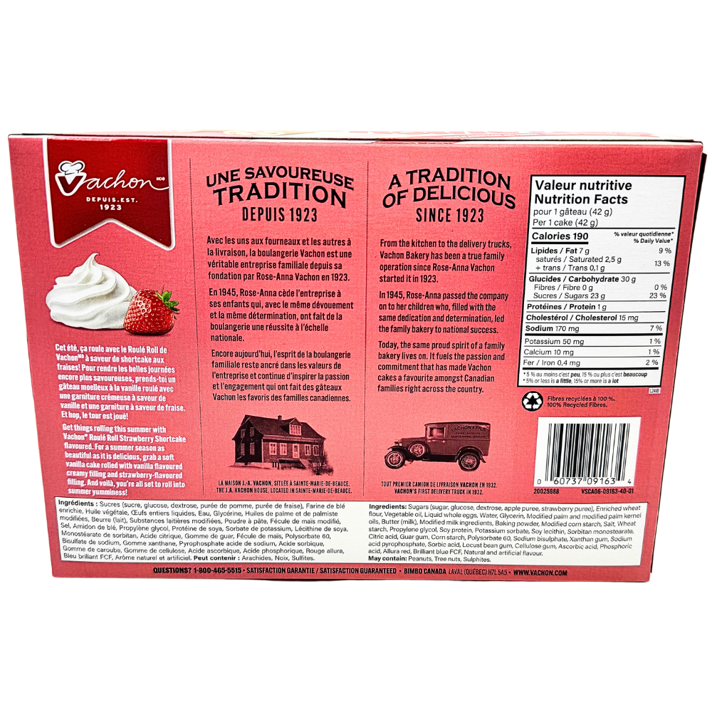 Vachon Roulé Roll Strawberry Shortcake 6 Pack - 250g | Candy Funhouse ...