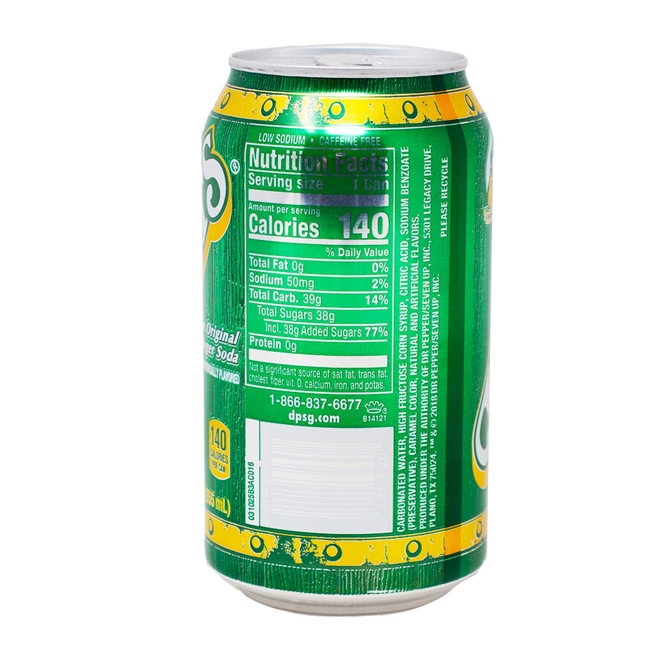 Vernors Ginger Soda - 355mL  Nutrition Facts Ingredients