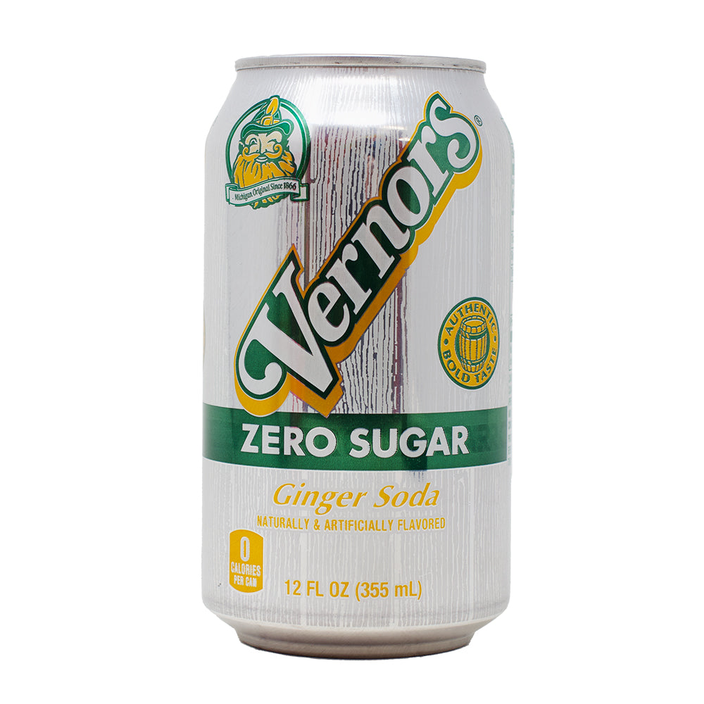 Vernors Zero Sugar Ginger Ale - 355mL - American Soda - Ginger Ale - Zero Sugar Drink - Zero Sugar Ginger Ale