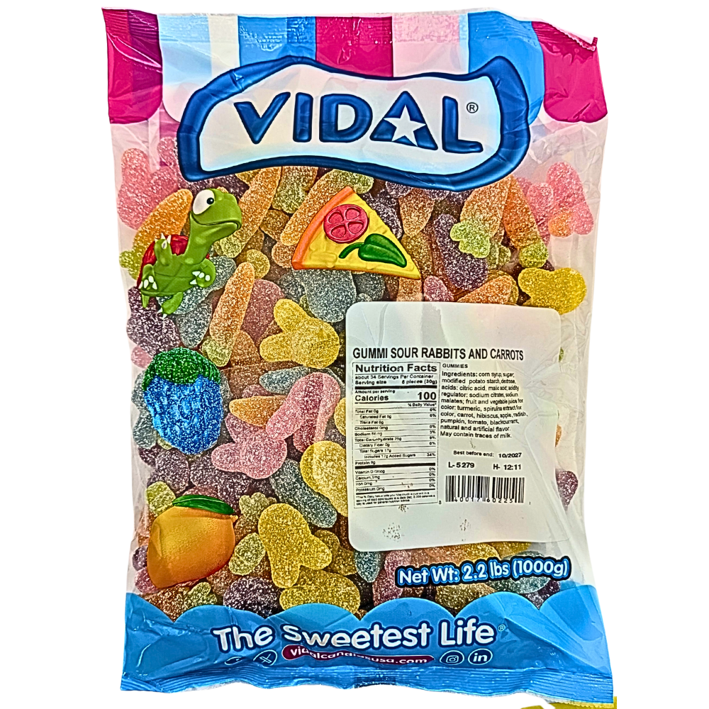 Vidal Sour Easter Rabbits & Carrots Gummi - 2.2lb | Candy Funhouse ...