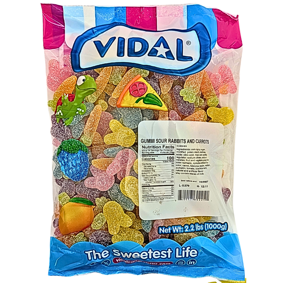 Vidal Sour Easter Rabbits & Carrots Gummi - 2.2lb