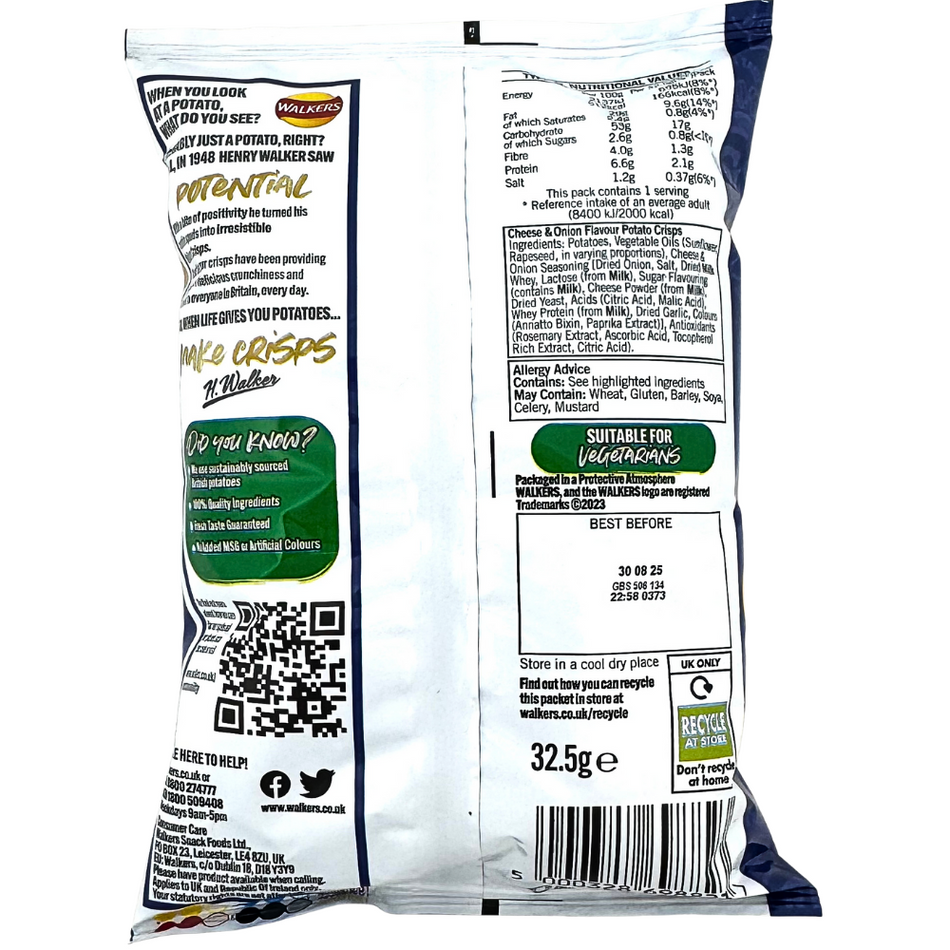 Walkers Cheese & Onion Chips (UK) - 32.5g