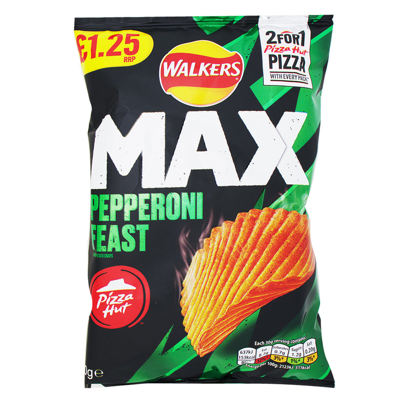 Walkers Pizza Hut Pepperoni Feast - 70g - Potato Chips - British Snacks - Walkers Chips - Pizza Hut Chips