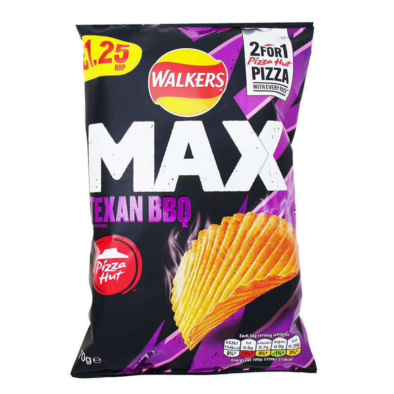 Walkers Pizza Hut Texas BBQ - 70g - British Snacks - Potato Chips - Pizza Hut Chips - Walkers Pizza Hut Chips