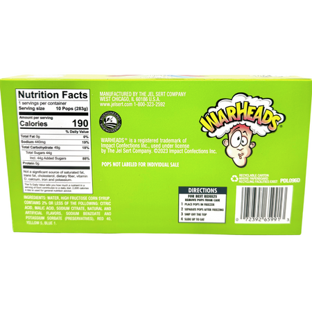 Warheads Freezer Pops 10 Pack - 10oz