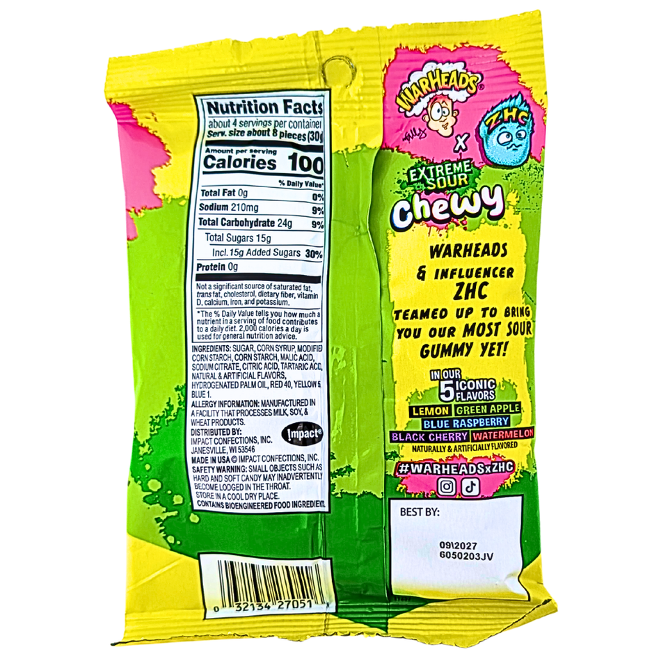 Warheads Extreme Sour Chewy - 4.5oz