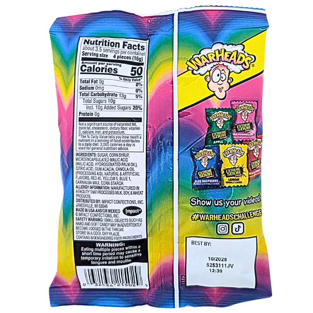 Warheads Extreme Sour Hard Candy Assorted 2oz