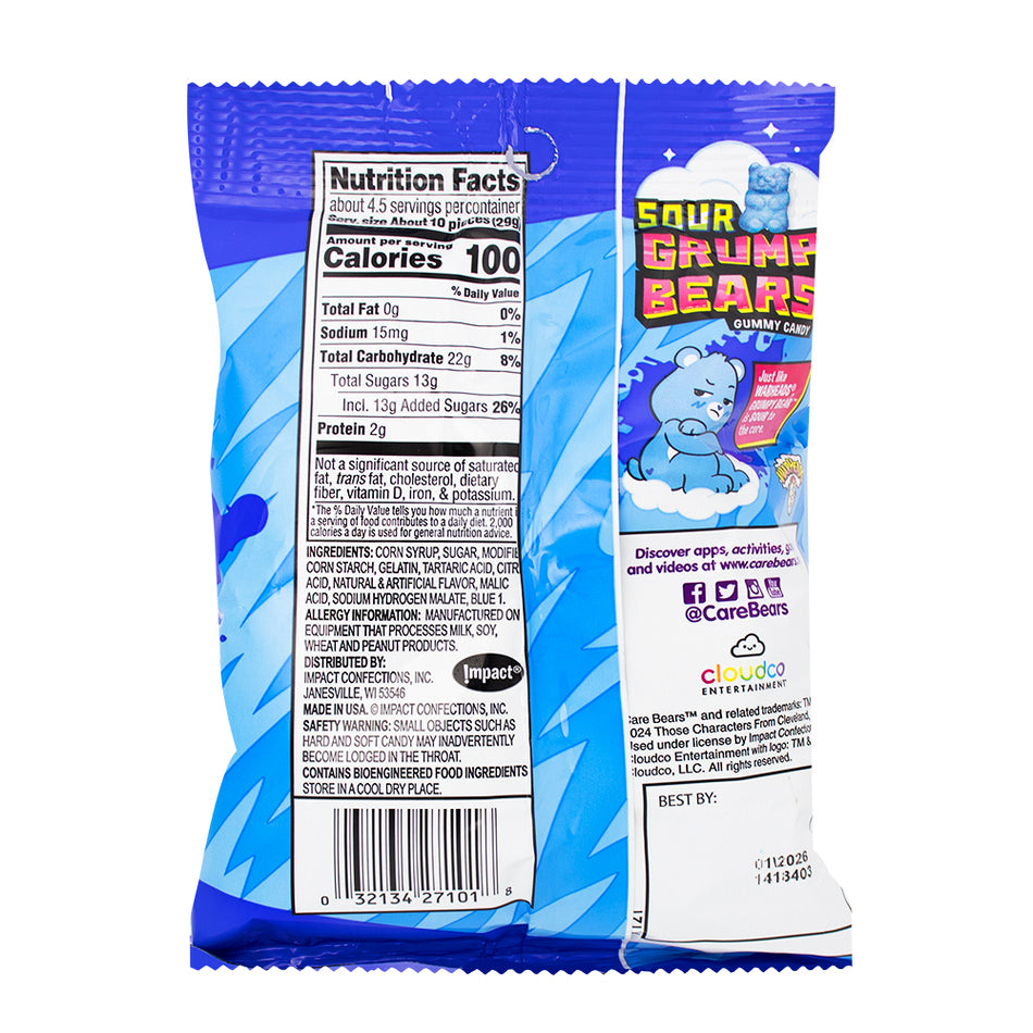  Nutrition Facts IngredientsWarheads Sour Grumpy Bears - 4.5oz - Warheads - Warheads Candy - Warheads Sour Candy - Sour Candy - Warheads Sour Grumpy Bears - Warheads Grumpy Bears