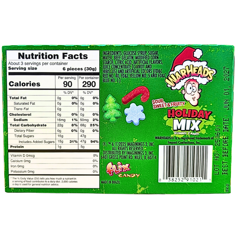 Warheads Sour Holiday Mix Gummies - 3oz
