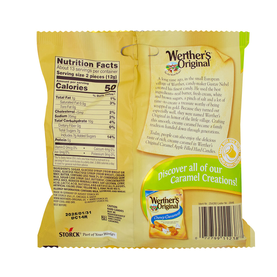 Werther's Original Caramel Apple Hard Filled Candies - 5.5oz  Nutrition Facts Ingredients