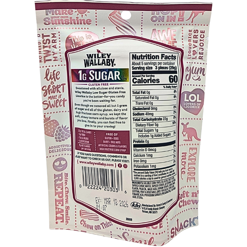 Wiley Wallaby Very Berry Low Sugar Licorice - 156g