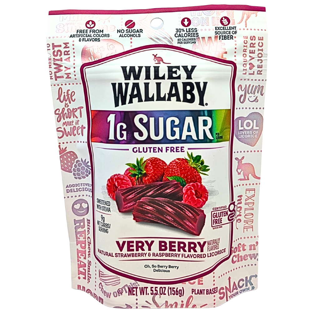 Wiley Wallaby Very Berry Low Sugar Licorice - 156g