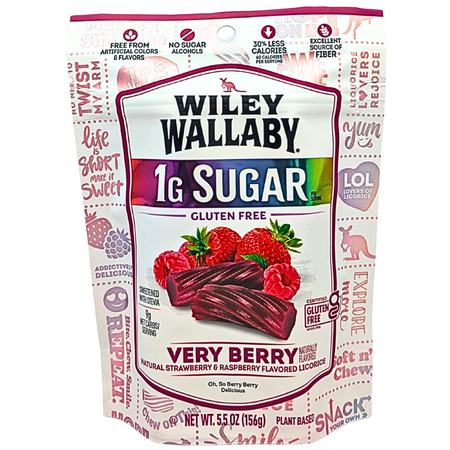 Wiley Wallaby Very Berry Low Sugar Licorice - 156g