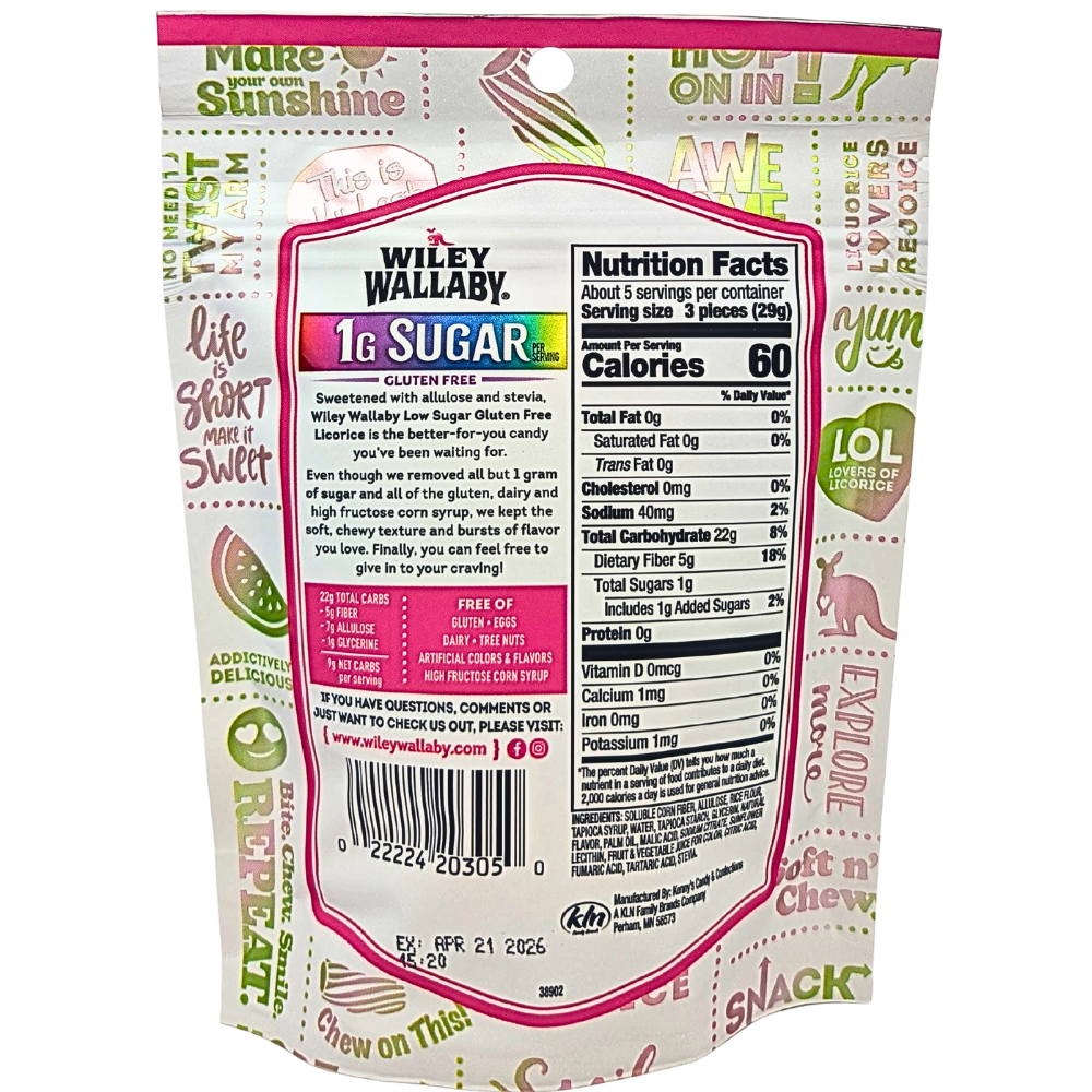 Wiley Wallaby Watermelon Low Sugar Licorice - 156g