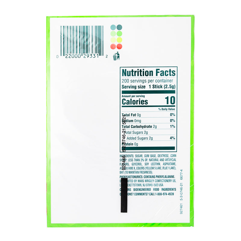 Wrigley's Spearmint 5 Stick - 40ct  Nutrition Facts Ingredients
