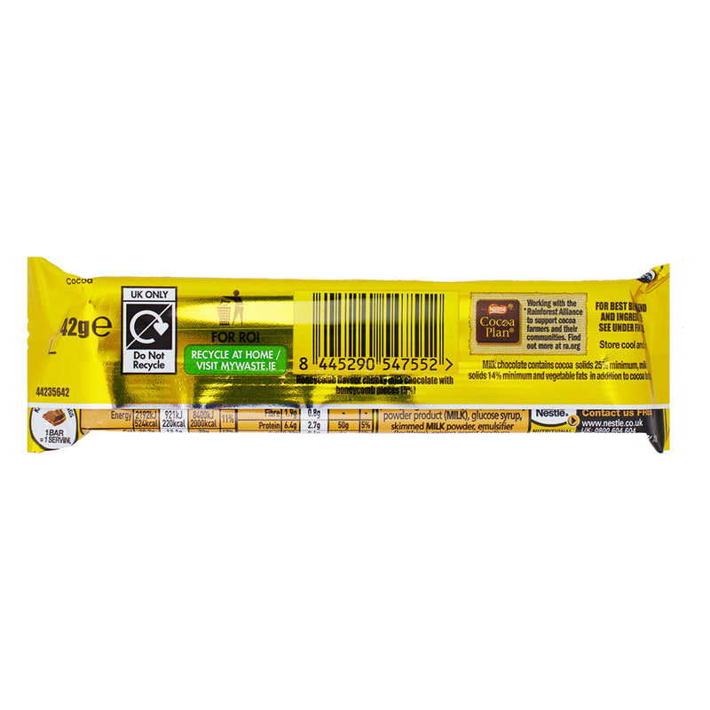 Yorkie Limited Edition Honeycomb - 42g (UK) - British Bar - Honeycomb Candy - Yorkie Honeycomb Chocolate Bar - Yorkie Chocolate Bar