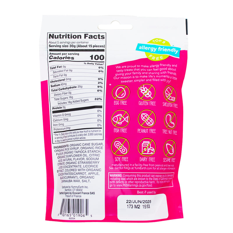 YumEarth Organic Strawberry Licorice - 5oz  Nutrition Facts Ingredients
