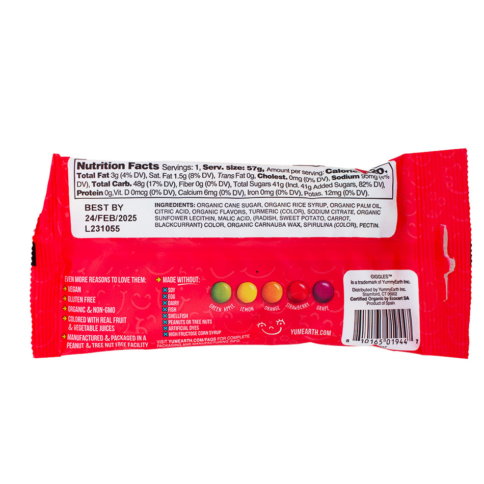 YumEarth Organic Giggles - 2oz  Nutrition Facts Ingredients