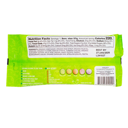 YumEarth Organic Sour Giggles - 2oz  Nutrition Facts Ingredients