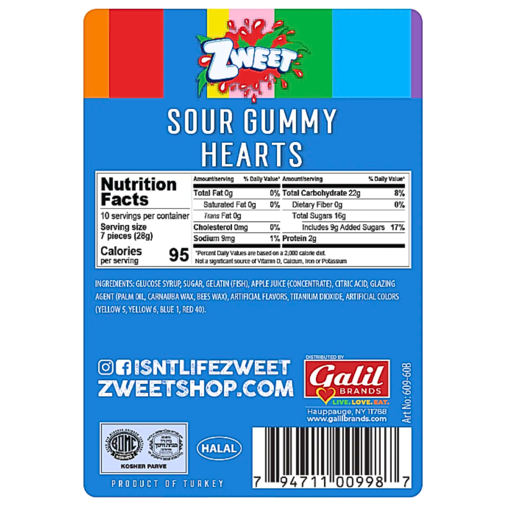 Zweet Gummies Sour Hearts - 10oz