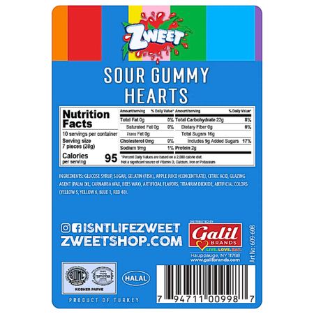 Zweet Gummies Sour Hearts - 10oz