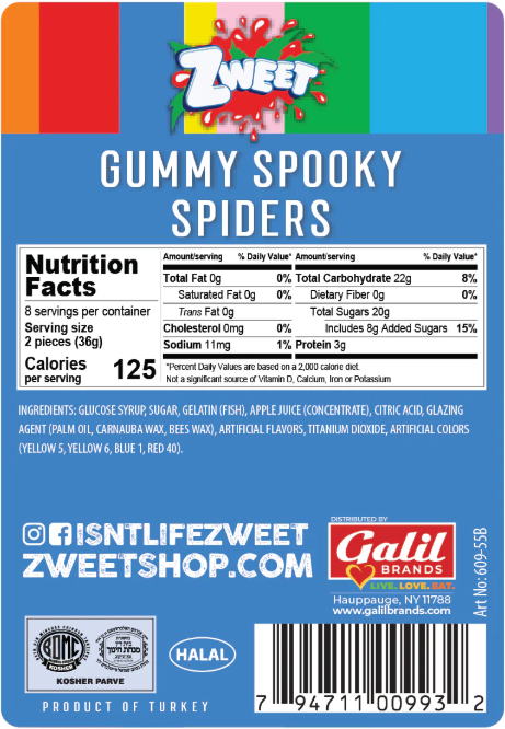 Zweet Gummies Sour Spiders - 10oz | Candy Funhouse – Candy Funhouse CA